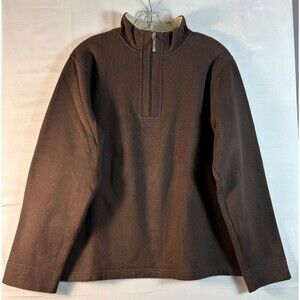 studio works sports womens pullover sweatshirt 3/4 zip up brown long sleeve XL